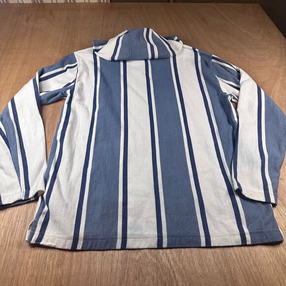 Hurley Baja Surf Hoodie Striped Pullover Blue White Kangaroo Pocket M - Picture 2 of 4